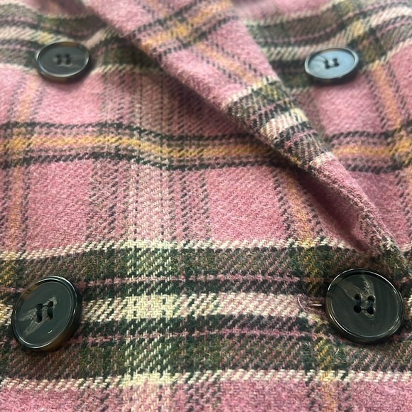 Davi & Dani Sz Small Pink Houndstooth Plaid Double Breasted Button Coat Jacket - Picture 8 of 16